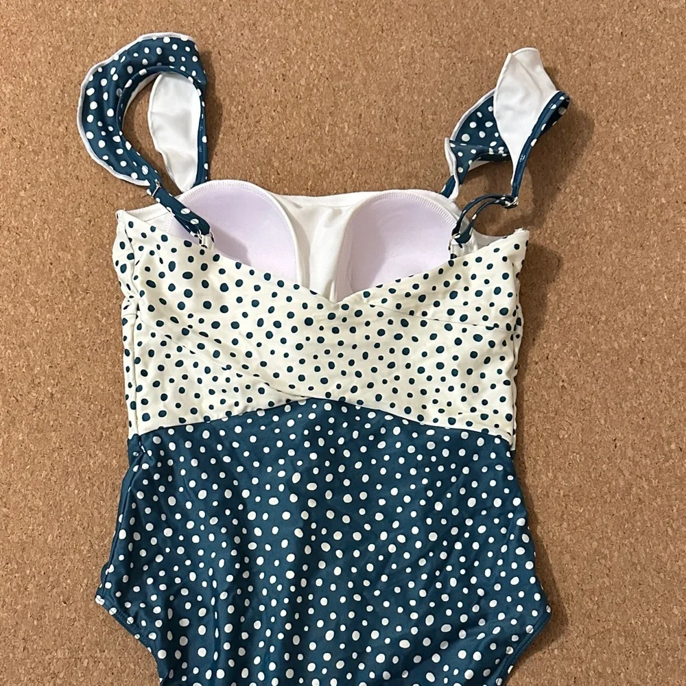 Summersalt Polka Dot One Piece Swimsuit - Navy and Cream - Picture 3 of 4